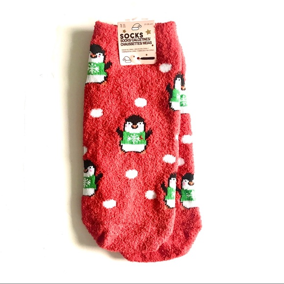Christmas Red Plush Penguin Warm Sox Super-soft - Great Gift - Picture 2 of 5